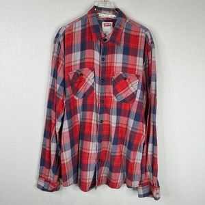 Levi's Men's Standard Fit Plaid Flannel Button Up Shirt Long Sleeve Multi Size L